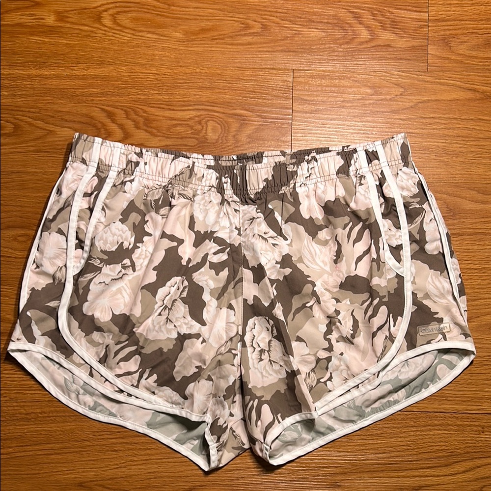 Calvin Klein Brown and Cream Athletic Shorts